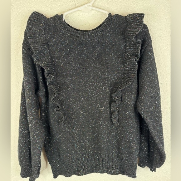 Art Class Metallic Sparkly Ruffle Long Sleeve Sweater - Picture 3 of 6